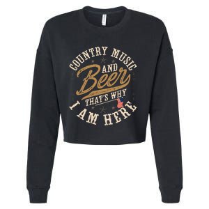 Country Music And Beer ThatS Why IM Here American Flag Cropped Pullover Crew