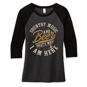 Country Music And Beer ThatS Why IM Here American Flag Women's Tri-Blend 3/4-Sleeve Raglan Shirt