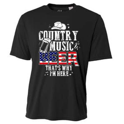 Country Music And Beer Thats Why Im Here Cooling Performance Crew T-Shirt