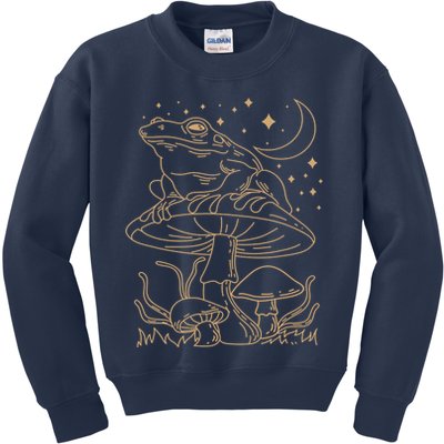 Cottagecore Mushroom Amphibians Fungi Goblincore Mycology Kids Sweatshirt