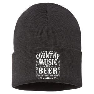 Country Music And Beer Thats Why Im Here Concert Show Gift Sustainable Knit Beanie