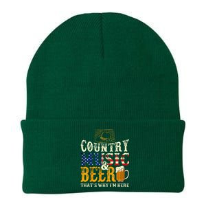 Country Music And Beer Thats Why Im Here Funny Drinking Knit Cap Winter Beanie