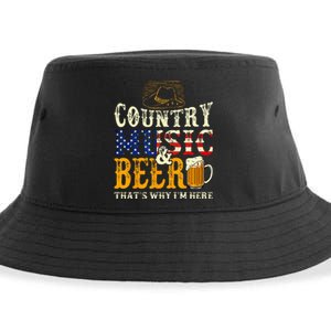 Country Music And Beer Thats Why Im Here Funny Drinking Sustainable Bucket Hat