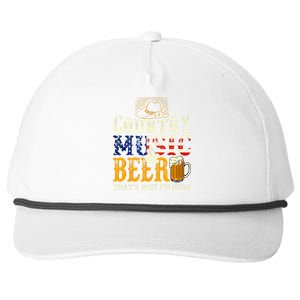 Country Music And Beer Thats Why Im Here Funny Drinking Snapback Five-Panel Rope Hat