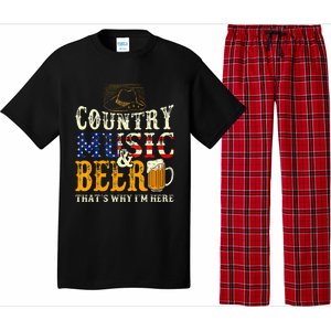 Country Music And Beer Thats Why Im Here Funny Drinking Pajama Set