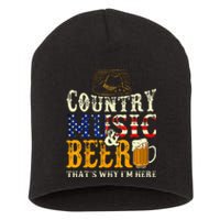 Country Music And Beer Thats Why Im Here Funny Drinking Short Acrylic Beanie