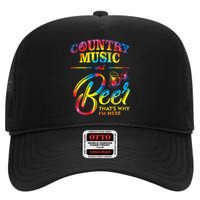 Country Music And Beer Thats Why Im Here Women Ladies Gift High Crown Mesh Back Trucker Hat