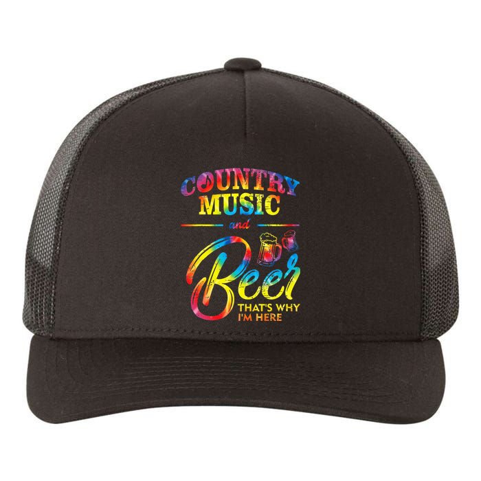 Country Music And Beer Thats Why Im Here Women Ladies Gift Yupoong Adult 5-Panel Trucker Hat