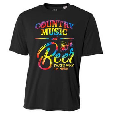 Country Music And Beer Thats Why Im Here Women Ladies Gift Cooling Performance Crew T-Shirt