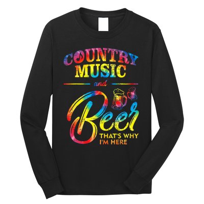 Country Music And Beer Thats Why Im Here Women Ladies Gift Long Sleeve Shirt