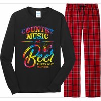 Country Music And Beer Thats Why Im Here Women Ladies Gift Long Sleeve Pajama Set