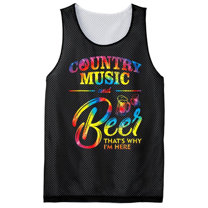 Country Music And Beer Thats Why Im Here Women Ladies Gift Mesh Reversible Basketball Jersey Tank