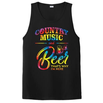 Country Music And Beer Thats Why Im Here Women Ladies Gift PosiCharge Competitor Tank