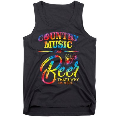 Country Music And Beer Thats Why Im Here Women Ladies Gift Tank Top