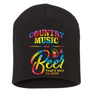 Country Music And Beer Thats Why Im Here Women Ladies Gift Short Acrylic Beanie