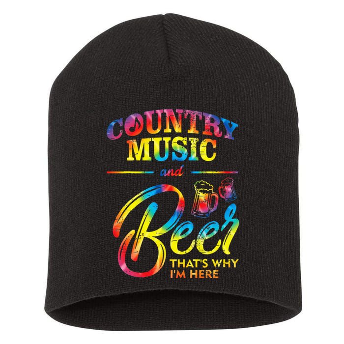 Country Music And Beer Thats Why Im Here Women Ladies Gift Short Acrylic Beanie