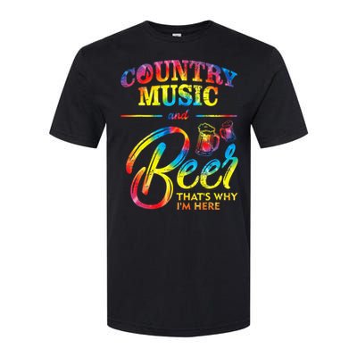 Country Music And Beer Thats Why Im Here Women Ladies Gift Softstyle® CVC T-Shirt