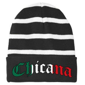 Chicana Mexican American Pride Hispanic Latino Culture Striped Beanie with Solid Band