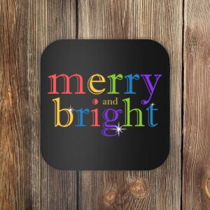 Colorful Merry And Bright Christmas Coaster