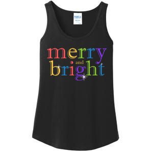 Colorful Merry And Bright Christmas Ladies Essential Tank