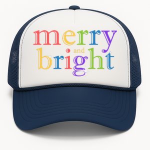 Colorful Merry And Bright Christmas Trucker Hat