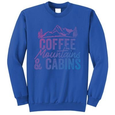 Coffee Mountains And Cabins Skiing Snowboarding Funny Gift Sweatshirt