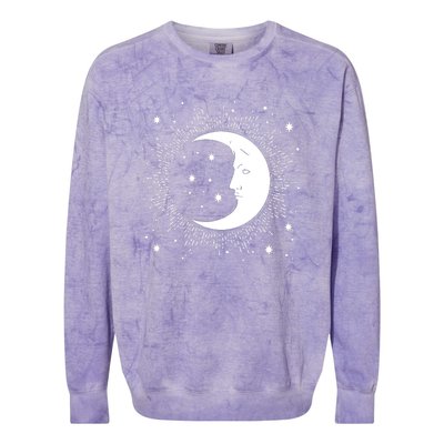 Crescent Moon And Stars Colorblast Crewneck Sweatshirt