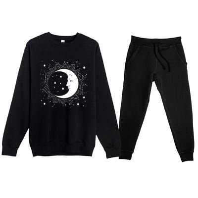 Crescent Moon And Stars Premium Crewneck Sweatsuit Set