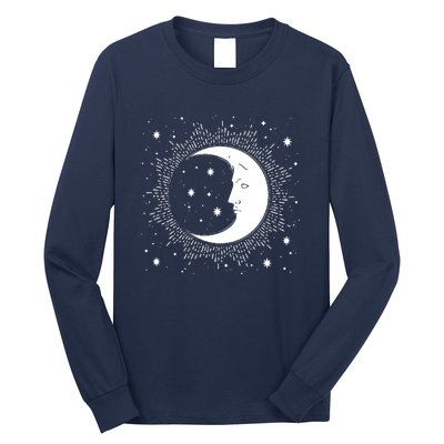 Crescent Moon And Stars Long Sleeve Shirt