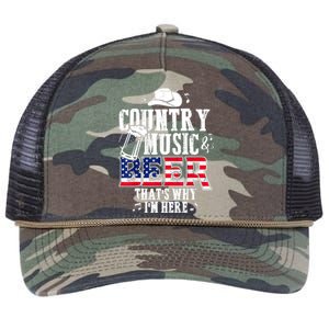 Country Music And Beer That's Why I'm Here Funny Retro Rope Trucker Hat Cap