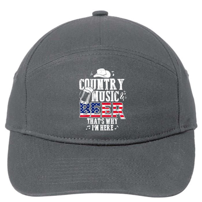 Country Music And Beer That's Why I'm Here Funny 7-Panel Snapback Hat