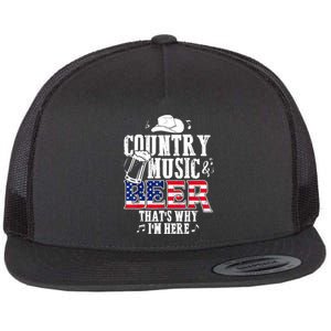 Country Music And Beer That's Why I'm Here Funny Flat Bill Trucker Hat