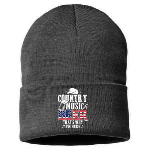 Country Music And Beer That's Why I'm Here Funny Sustainable Knit Beanie