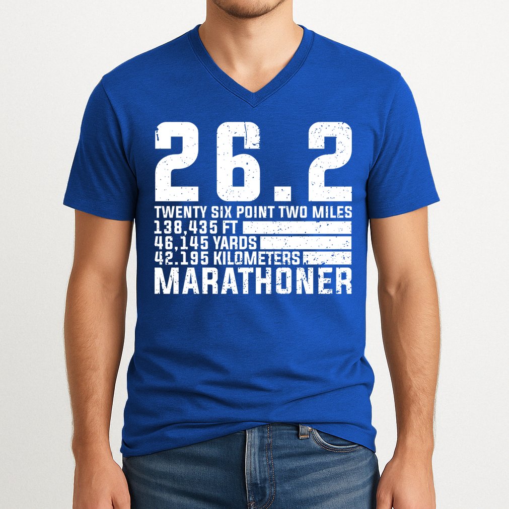Cool Marathon Art Marathoner Running 26 2 Finisher Meaningful Gift V-Neck T-Shirt