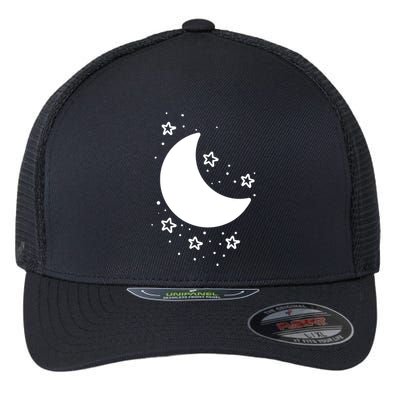 Cool Moon And Stars Night Flexfit Unipanel Trucker Cap