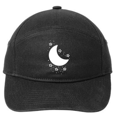 Cool Moon And Stars Night 7-Panel Snapback Hat