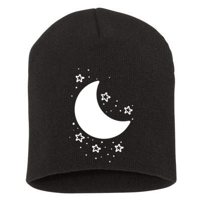 Cool Moon And Stars Night Short Acrylic Beanie