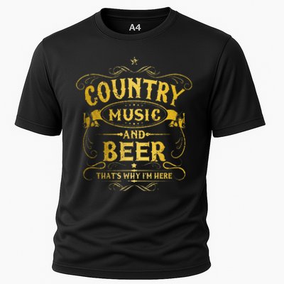 Country Music And Beer Thats Why Im Here Funny Vintage Cooling Performance Crew T-Shirt