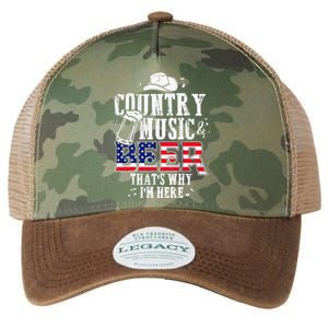 Country Music And Beer That's Why I'm Here Funny Legacy Tie Dye Trucker Hat