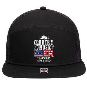 Country Music And Beer That's Why I'm Here Funny 7 Panel Mesh Trucker Snapback Hat