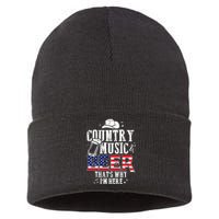 Country Music And Beer That's Why I'm Here Funny Sustainable Knit Beanie