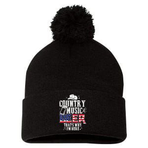 Country Music And Beer That's Why I'm Here Funny Pom Pom 12in Knit Beanie