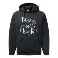 Cute Merry And Bright Christmas Lights Performance Fleece Hoodie