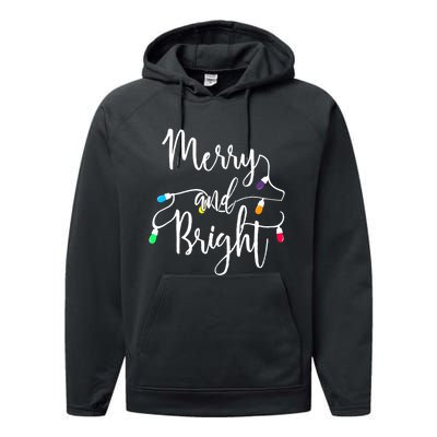 Cute Merry And Bright Christmas Lights Performance Fleece Hoodie