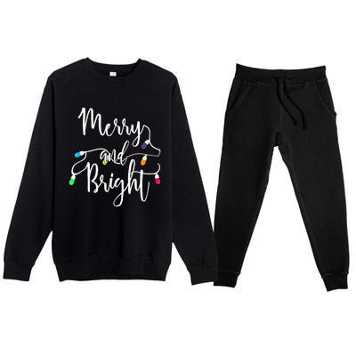 Cute Merry And Bright Christmas Lights Premium Crewneck Sweatsuit Set