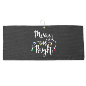 Cute Merry And Bright Christmas Lights Large Microfiber Waffle Golf Towel