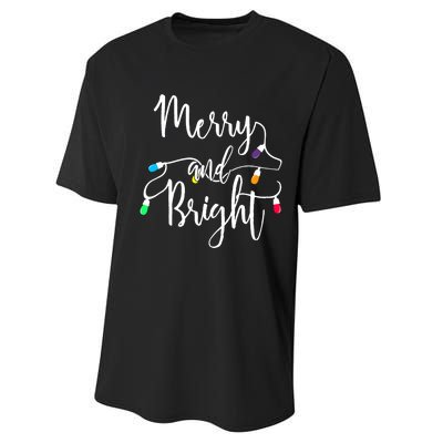 Cute Merry And Bright Christmas Lights Performance Sprint T-Shirt