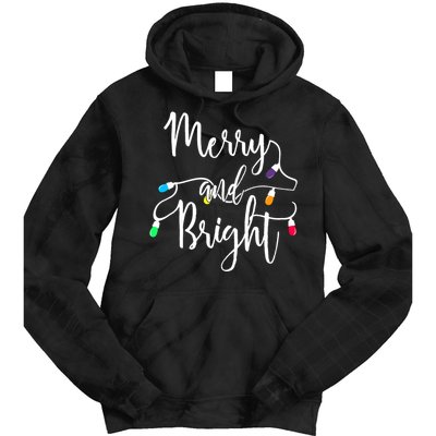 Cute Merry And Bright Christmas Lights Tie Dye Hoodie