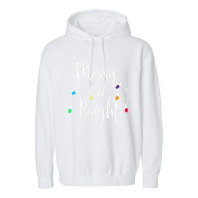 Cute Merry And Bright Christmas Lights Garment-Dyed Fleece Hoodie