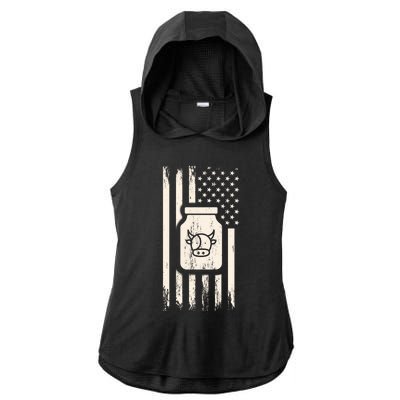 Cow Milk And Usa / American Flag For Dairy Farmer And Milk Lover Great Gift Ladies PosiCharge Tri-Blend Wicking Draft Hoodie Tank